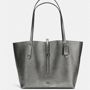Coach Metallic Gray Tote Bag